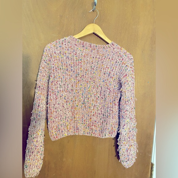 Crop knit sweater pink with multi color flecks - Picture 2 of 8